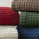 Rowan - Waffle Knit Chenille Throw - Navy Blue - Madison Park - Throws - Elite Enclave Home