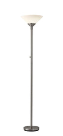 Torchiere Floor Lamp With White Cone Shade - Silver - HomeRoots - Floor Lamps - Elite Enclave Home