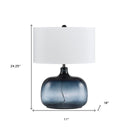 Glass Table Lamp With White Novelty Shade - Dark Blue - HomeRoots - Table Lamps - Elite Enclave Home
