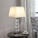 Crystal Geo Cubed Table Lamp With Sharp Corner Square Tapered Shade - Clear White