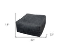 Distressed Leather Pouf Ottoman - Black