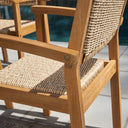 Wood And Rattan Indoor Outdoor Dining Chairs (Set of 2) - Natural