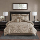 Odette - California King 8 Piece Comforter Set - Tan