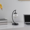Matte Metal Arched Hanging Orb USB Table Lamp - Black