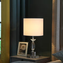 Crystal Standard Table Lamp With White Classic Drum Shade Table Lamp - Silver