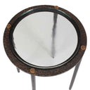 Kennington - Round Glass Accent Table - Black / Brass / Bronze
