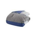 Greer - 7 Piece King Color Block Stripe Comforter Set With Throw Pillows - Blue
