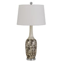 Metal Two Light Bedside Table Lamps With White Globe Shade (Set of 2) - Silver