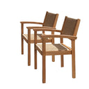 Wood And Rattan Indoor Outdoor Dining Chairs (Set of 2) - Natural
