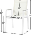 Nizuc - Outdoor Patio Dining Arm Chair With White Frame And Gray Arms (Set of 2)