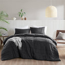 Porter - Full Soft Washed Pleated Comforter Set - Black