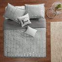 Raina - Metallic Printed Comforter Set - Gray / Silver