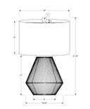 Rattan Geometric Table Lamp With Beige Drum Shade - Brown - HomeRoots - Table Lamps - Elite Enclave Home