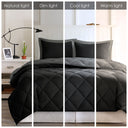 Larkspur - 3M Scotchgard Diamond Quilting Reversible Down Alternative Comforter Set - Black / Gray