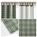 Anaheim - Plaid Faux Leather Tab Top Curtain Panel With Fleece Lining - Green - Madison Park - Curtains & Drapes - Elite Enclave Home