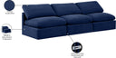 Indulge - Velvet 3 Seat Modular Armless Sofa - Meridian Furniture - Stationary Sectionals - Elite Enclave Home