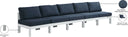 Nizuc - Outdoor Patio 5 Seat Modular Armless Sofa With White Frame - Meridian Furniture - Stationary Sectionals- Elite Enclave Home