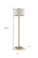 63" Column Floor Lamp With Off - White Drum Shade - Gold - HomeRoots - Floor Lamps - Elite Enclave Home