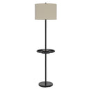 Tray Table Floor Lamp With Beige Drum Shade - Bronze - HomeRoots - Floor Lamps - Elite Enclave Home