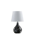Table Lamp With White Globe Shade - Black