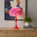 Glam Feather And Red Table Lamp - Hot Pink - HomeRoots - Table Lamps - Elite Enclave Home