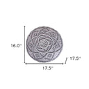 Cotton Blend Round Floral Pouf Ottoman - Light Gray