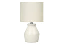 Ceramic Geometric Table Lamp With Drum Shade - Cream - HomeRoots - Table Lamps - Elite Enclave Home