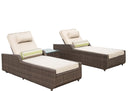 78" x 29" x 35" Indoor Outdoor Chaise Lounge With Beige Cushion (Set of 2) - Brown