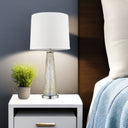 Glass Buffet Lamp With Off-White Empire Shade - Champagne
