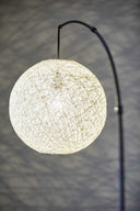Arched Floor Lamp With Groovy Beige Abstract Wicker Globe Shade - Antiqued Bronze - HomeRoots - Floor Lamps - Elite Enclave Home