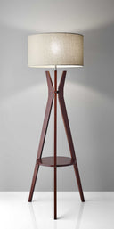 60" Solid Wood Tripod Floor Lamp With Drum Shade - Brown / White - HomeRoots - Floor Lamps - Elite Enclave Home