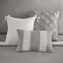 Lacey - 7 Piece King Lace Trim Comforter Set With Throw Pillows - Gray