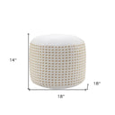 Jute Round Geometric Pouf Ottoman - White