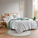 Malea - 3 Piece Full/Queen Shaggy Comforter Mini Set - Green/White