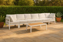Nizuc - Outdoor Patio 6 Seat Modular Sofa With White Frame - Meridian Furniture - Stationary Sectionals- Elite Enclave Home