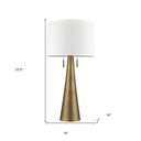 Metal Two Light Table Lamp With White Empire Shade - Brass