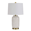 Metal Table Lamp With White Drum Shade - Ivory