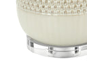 Ceramic Geometric Table Lamp With Beige Drum Shade - Cream - HomeRoots - Table Lamps - Elite Enclave Home