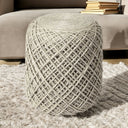 Wool Cylindrical Pouf With Diamond Pattern - Oatmeal - HomeRoots - Accent Poufs - Elite Enclave Home