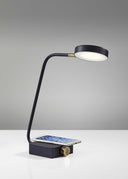 Tech Enhanced Metal Disk LED Adjustable Desk Lamp - Black