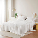 Cotton Blend Jersey Knit - Queen All Season Sheet Set - White