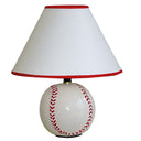 Ceramic Baseball Sports Table Lamp With White And Red Empire Shade - White And Red