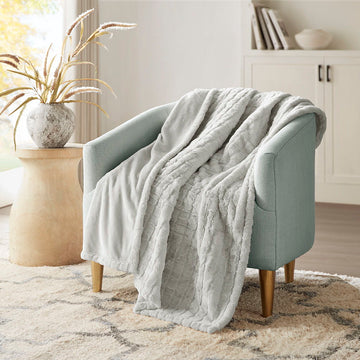 Zuri - Oversized Heated Throw - Gray Texture