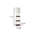 Column Floor Lamp With Drum Shade - Brown White - HomeRoots - Floor Lamps - Elite Enclave Home