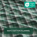 Flannel - King Sheet Set - Green Plaid