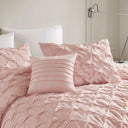 Bailey - Twin/Twin Long Diamond Pucker Comforter Set - Pink