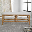 Laguna - Fabric Rattan Bench - White