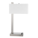Metal Desk USB Table Lamp With White Shade - Nickel