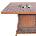 Wicker Outdoor Gas Fire Pit Table With Ice Bucket - Brown