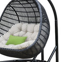 Aluminum Indoor Outdoor Swing Chair With Beige Cushion - Beige And Black